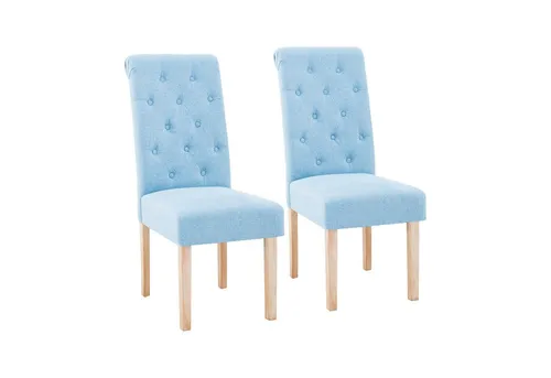 Fromm&Starck Esszimmerstuhl Polsterstuhl 2er Set - Stühle mit Holzbeinen, hochlehning und bis zu 180 kg belastbar, ideal für Wohn- und Esszimmer in stilvollem himmelblau.