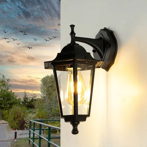 PARIS Außenleuchte – Nostalgische Wandlampe aus Aluminium und Glas - Rustikale Wandaußenleuchte für Garten und Balkon, wetterfest mit IP44 Schutz, ideal für stimmungsvolle Beleuchtung und Sicherheit auf Wegen.