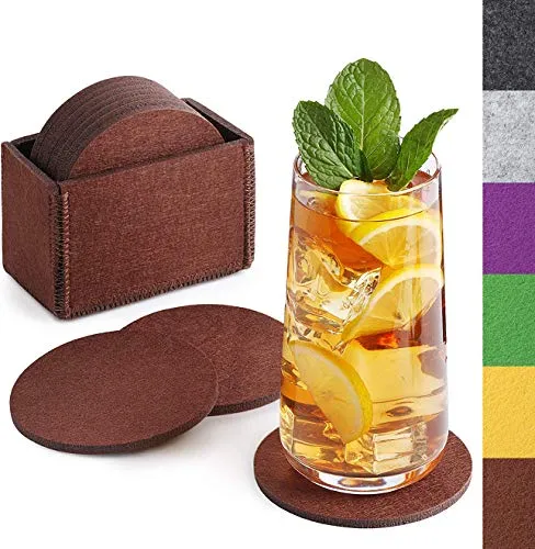 Sidorenko Filz Untersetzer rund für Gläser in braun von Sidorenko