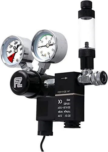 Produktbild FZONE CO2 Druckminderer Aquarium Co2 Regler DC-Magnet mit großem Dual-Gauge-Display sowie Blasenzähler und Rückschlagventilanlage Grow DIY CO2-System w21.8
