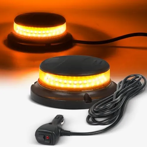 Yuanjoy LED Rundumleuchte mit Magnet, 12V/24V, 10 Blitzmodi