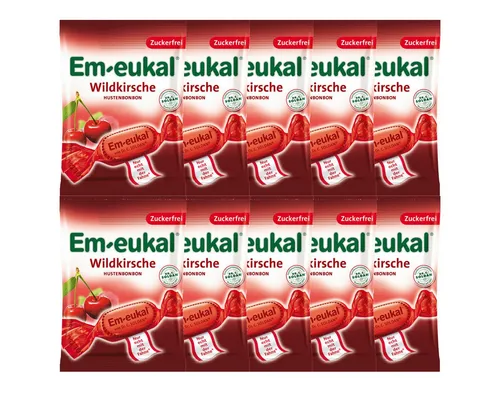 Em-eukal Wildkirsche zuckerfreie Hustenbonbons 75g 10er Pack - Genießen Sie den intensiven Kirschgeschmack der Em-eukal Wildkirsche zuckerfrei. Diese Lutschbonbons sorgen für eine erfrischende Auszeit und sind ideal für fruchtigen Genuss das ganze Jahr über.