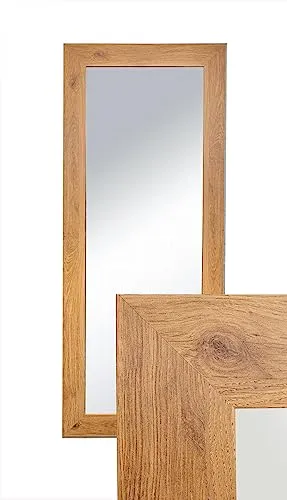 BD ART Wandspiegel Dekorativ Garderobenspiegel Ganzkörperspiegel 120x50cm Bernstein Eiche