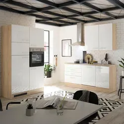 Küche LAUREL Küchenblock weiß hochglanz - Küchenzeilen mit modernem Design und üppigem Platzangebot für Ihre Utensilien. Der Umbauschrank für den Backofen auf Brusthöhe ermöglicht bequemes Backen ohne Bücken.