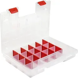 Sortimentskasten Sortierbox Werkzeugkiste NORT14 Transp Kunststoff - Rot