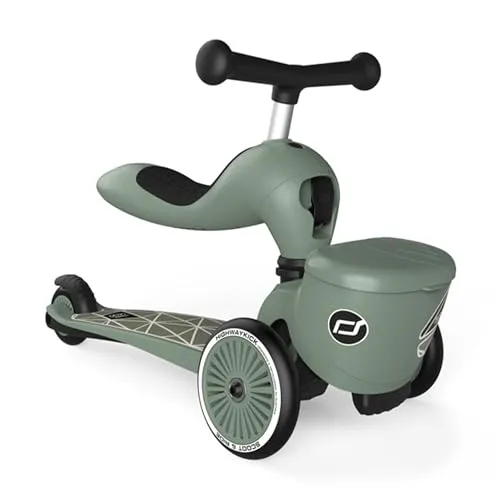 Scoot and Ride Highwaykick 1 - 2in1 Roller und Sitz in Olive - Roller und Kickboard in einem, aus 100 % sicherem, PVC-freiem Material für höchsten Fahrspaß und Sicherheit.