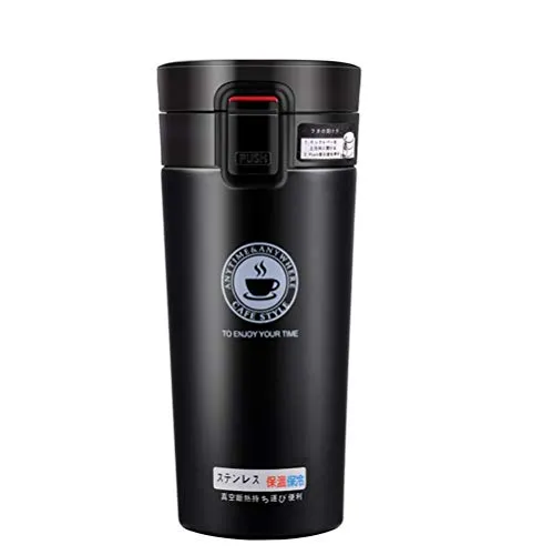 SLOSH Auslaufsicherer isolierter Thermo-Reisebecher 380ml, Schwarz