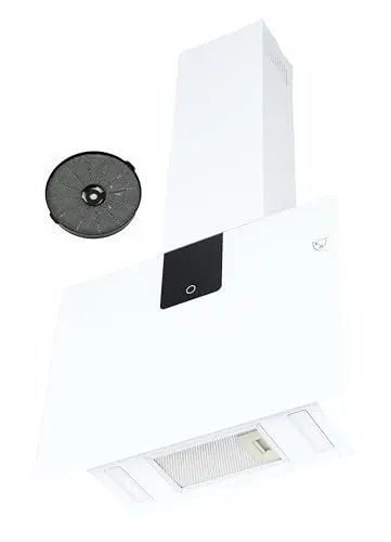 K&H Dunstabzugshaube 60cm Wandhaube [UMLUFT & ABLUFT] - Abzughaube mit Metall Fettfilter - Dunstabzug - Cooker Hood - LED - Bürstenloser Motor - VH-60W - 300 m³/h - Energkieklasse A+ (Weiß)