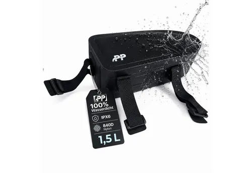Pitlane Performance Fahrradtasche Profi Fahrrad Rahmentasche Wasserdicht IPX6 (1-tlg), berrohrtasche Rennrad Gravelbike MTB, 840D Nylon 1,5L Fahrradtasche