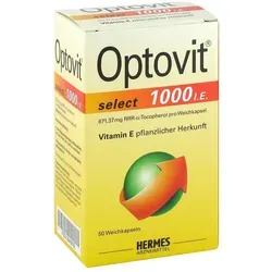 Optovit Select 1000 I.e. Weichkapseln - Arzneimittel zur Behandlung von Vitamin-E-Mangel, unterstützt die Zellgesundheit mit 671,37 mg RRR-alpha-Tocopherol pro Kapsel.