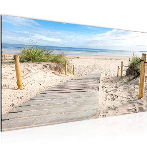 Runa Art Wandbild Strand Meer – Modernes Panorama für Ihr Zuhause - Poster & Kunstdrucke – Premium Vlies-Leinwand mit hoher Farbbrillanz, umweltfreundlichem Druckverfahren und einfachem Aufhängen, ideal für Schlafzimmer und Wohnzimmer.