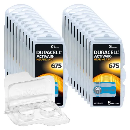 Duracell Activair Hörgerätebatterien PR44 blau 675 + Box für 2 Zellen 120