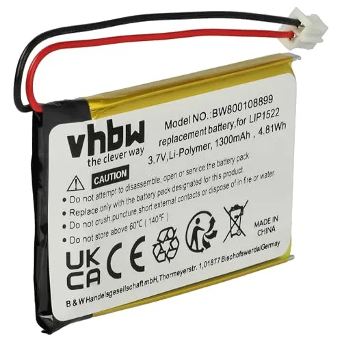 vhbw Akku kompatibel mit Sony PlayStation 4 PS4 Wireless Controller Dualshock 4 (CUH-ZCT1) - Ersatz für LIP1522, KCR1410 - (Li-Polymer, 1300mAh, 3.7V)