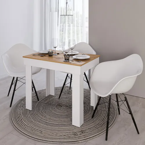 Homestyle4u 2649 Esstisch Weiß 90x60 cm - Platzsparender Esstisch in elegantem Weiß mit Eichenholzoptik, ideal für kleine Wohnungen. Perfekt für gesellige Mahlzeiten zu zweit oder mit Freunden.