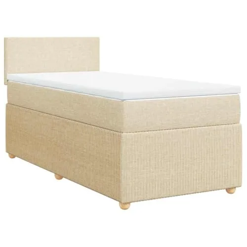 Boxspringbett Creme 100x200 cm mit Taschenfederkernmatratze von vidaXL