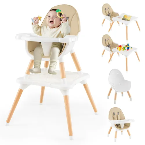 COSTWAY 6-in-1 Hochstuhl für Babys und Kleinkinder