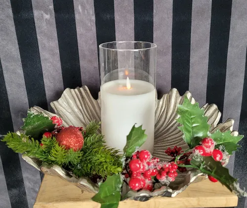 Elegante Fußschale aus Aluguss – Silber, 33 cm von landhauswelt.de