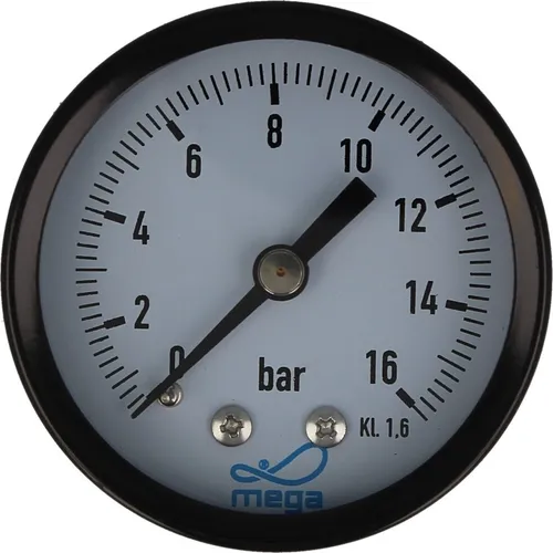 Mega Group - Mega Druckmanometer 0 - 16 Bar - 1/4 Zoll Anschluss Nach Hinten Axial Ø 50 Mm