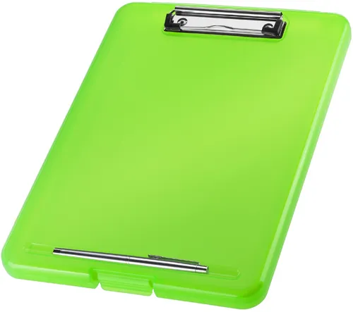 Helit Klemmbrett H2532050 the clip, A4, Kunststoff, m. Aufbewahrungsfach, grün transluzent