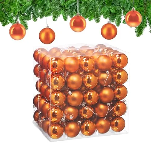 relaxdays Weihnachtsbaumkugel Set 100er in orange von Relaxdays