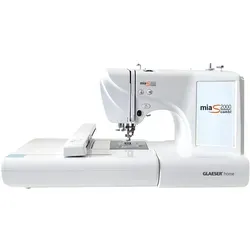 GLAESERhome miaS2000combi Stick- & Nähmaschine - Stickmaschine mit 100 x 235 mm Stickbereich, 96 voreingestellten Designs und großem 7 Zoll LCD Touchscreen für einfache Bedienung und kreative Freiheit.