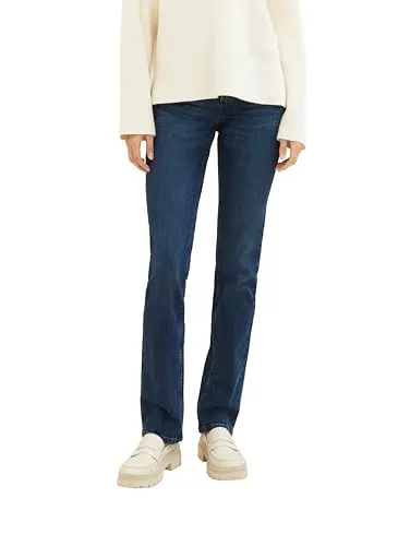 TOM TAILOR Damen Alexa Straight Jeans - Dark Stone Wash Denim - Klassische Five-Pocket Jeans mit Stretch-Anteil für optimalen Tragekomfort. Ideal für jeden Anlass, erhältlich in verschiedenen Längen.