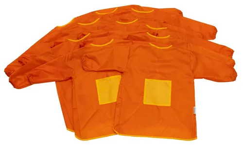 Betzold Malkittel für Kita und Schule – Bastelschürze mit langen Ärmeln - Wasserabweisender Malkittel für kreative Stunden in Kita und Schule. Mit Brusttasche und Klettrverschluss, waschbar bei 30°C. Ideal zum Schutz der Kleidung bei Mal- und Bastelarbeiten.