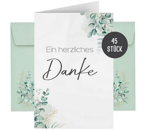 Things of Happiness Dankeskarte 15 Dankeskarten inkl. Briefumschläge, Dankeskarten Set, Dankeskarte Hochzeit Taufe Geburt