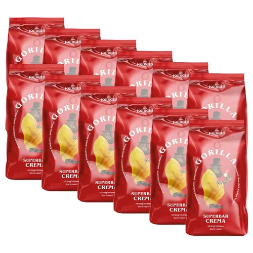 Joerges Espresso Gorilla Superbar Crema 1 Kg - Ganze Bohnen - Hochwertige Kaffeebohnen für intensiven Genuss, perfekt für Espresso-Liebhaber. Ideal für die Zubereitung in der Siebträgermaschine.