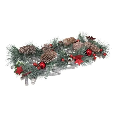 Feeric lights & christmas - Windlicht tischmitte Natur 4 windlicht rot 39x14cm