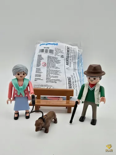 Playmobil 6549 Opa und Oma mit Parkbank und Dackel Hund Promo City NEU MISB