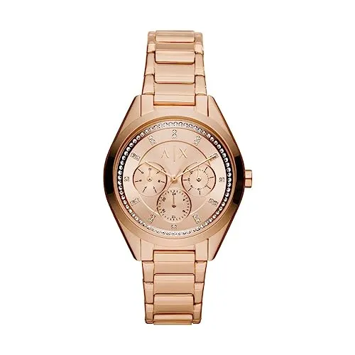 Armani Exchange Damenuhr AX5658 - Elegante Edelstahl-Uhr - Damen-Analoguhr aus Edelstahl in trendigem Roségold, perfekt für stilbewusste Frauen und jeden Anlass.