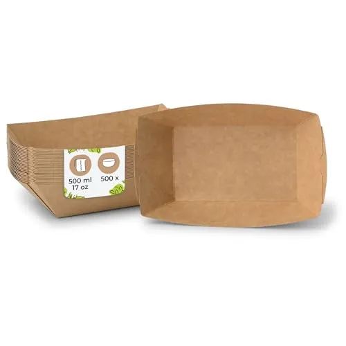 BIOZOYG Pommes Schalen Pappe 500ml 500 Stück braun Currywurst Schale