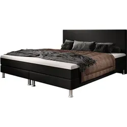 Boxspringbett S1 180x200 cm in Schwarz mit Topper-Optik - Erleben Sie optimalen Schlafkomfort mit dem Boxspringbett S1 180x200 cm. Die Kombination aus Taschenfederkernmatratzen und einem stilvollen Webstoff in Schwarz sorgt für individuelle Körperanpassung und ein angenehmes Liegegefühl.