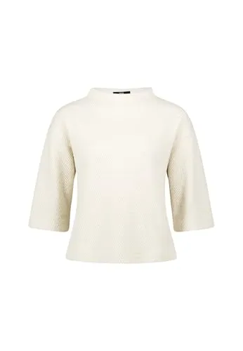 zero Damen Sweatshirt mit Fischgrätmuster 44, BeigeCream von Zero