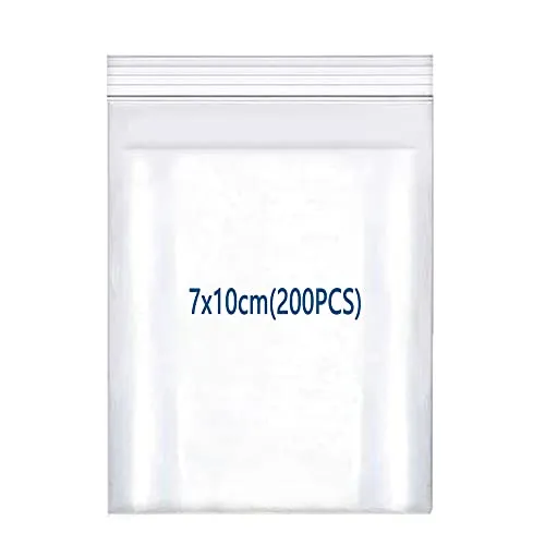 huruirui 200Stück Druckverschlussbeutel,7x10cm/160μm Zip Beutel Wiederverschließbare Durchsichtige Plastikbeutel Klein Verschlussbeutel Zipper Beutel Set Kleine Wasserdichter