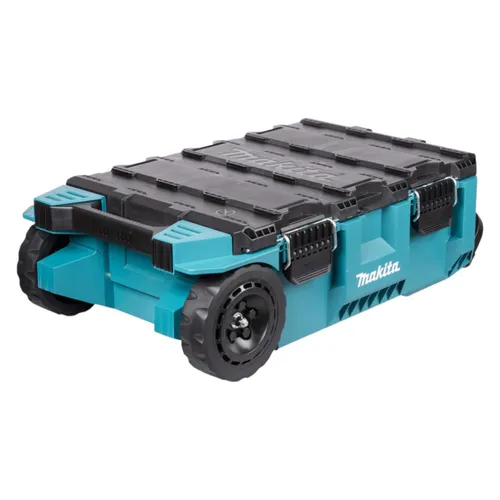 Makita P-91001 Maktrak Trolley Werkzeugbox L – Große mobile Aufbewahrungslösung - Die Makita P-91001 Maktrak Trolley Werkzeugbox L bietet mit 81,9 Litern Volumen und 113 kg Tragkraft eine robuste und gut organisierte Lösung für den Werkzeugtransport. Ideal für lange Werkzeuge und Zubehör, mit ergonomischem Griff.