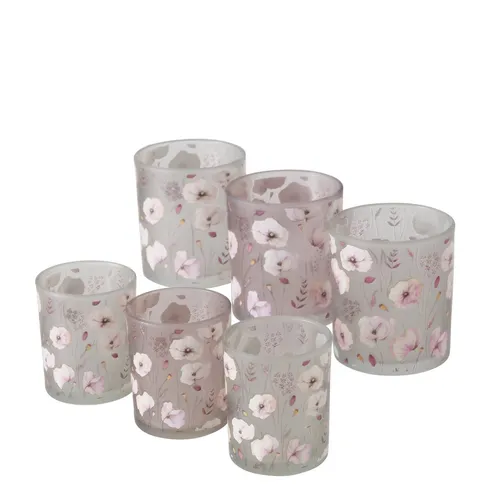 Windlicht Sarah Glas Höhe 9-10 cm, Set, Floral 2 x