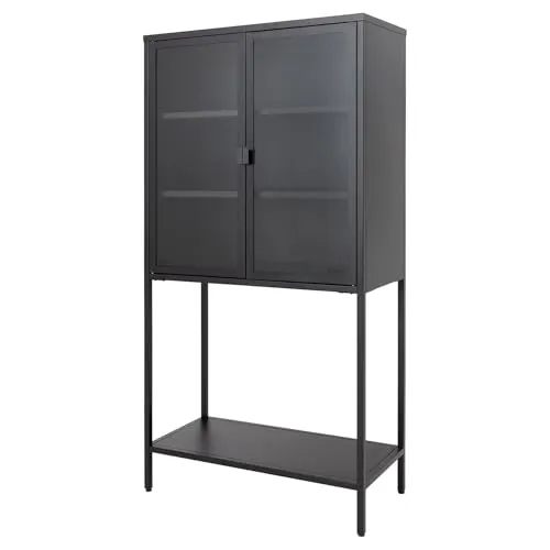 Riess-Ambiente Vitrine DURA STEEL 150cm schwarz - Vitrinenschrank im Loft Design aus Metall & Glas, pflegeleicht mit 3 Fächern und 1 Regalboden - ideal für stilvolle Wohnzimmerakzente.