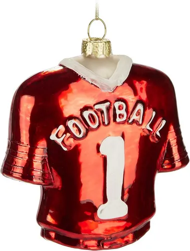 BRUBAKER Weihnachtsbaumkugel American Football Trikot - Handbemalte Weihnachtskugel Glas 10,5 cm (1 St), US Sport All Star Jersey Dekoration für Football-Fans - Mundgeblasen