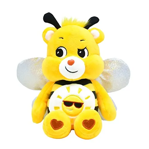 Care Bears - Basic Fun Bumble Bee Bear 22 cm Plüsch – Sammelbares Kuscheltier mit Knisterflügeln & Sonnenbauchabzeichen, Kuscheliges Geschenk für Kinder ab 4 Jahren, Ideal für Mädchen & Jungen