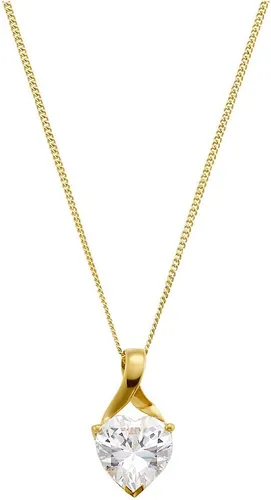 Amor Kette mit Anhänger Damen Halsschmuck - Herz aus Gold - Ketten für Damen, 42 cm lange Rundankerkette aus 375er Gold mit funkelndem Zirkonia, perfekt als Geschenk in eleganter Schmuck Geschenk Box.