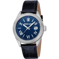 Roberto Cavalli Quarzuhr Uomo Classico III RC5G113L0025 - Elegante Herrenuhr mit hochwertigem Lederarmband, wasserdicht bis 10 bar und klassischem analogen Zifferblatt in Dunkelblau. Ideal für stilbewusste Männer.