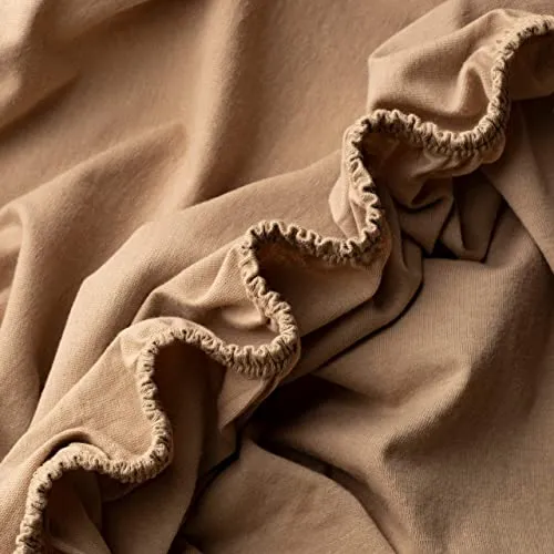 VelvetHome Spannbettlaken 90x200cm 100% gekämmte Baumwolle Made in EU Jersey Bettlaken 90x200 bis 25 cm Matratzenhöhe Spannbetttuch 90x200 Premium Qualität Schönen Farben Cappuccino 90 x 200