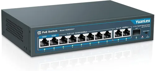 YuanLey 11 Port Gigabit PoE Switch 8 PoE+ Port 1000 Mbit/s 2 Gigabit Uplink