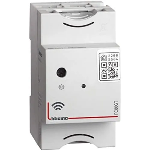 Bticino Wi-Fi FC80GT Gateway DIN Smart zur Fernsteuerung von Licht, Rollläden, Steckdosen und Ladungen, die über die Schalttafel mit der App Home und Steuerung mit der Stimme betrieben Werden