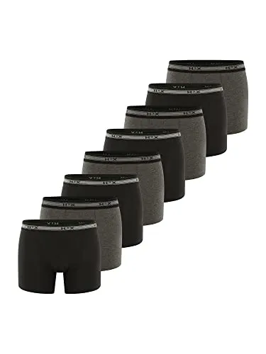 H3X Herren Boxer 8-Pack Retropants - Schwarz/Anthrazit - Größe M - Herren-Boxershorts im praktischen 8-Pack mit flachem, elastischem Bund für besten Komfort und hohe Formstabilität dank nahtlosem Gesäßbereich. Hoher Baumwollanteil sorgt für ein unschlagbares Preis-Leistungs-Verhältnis.