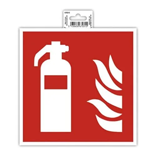 Exacompta 67031E Feuerlöscher Klebeschild 20x20cm Rot-Weiß aus UV-beständigem PVC Hinweisschild Schilder Warnhinweis Sticker Aufkleber Türschild