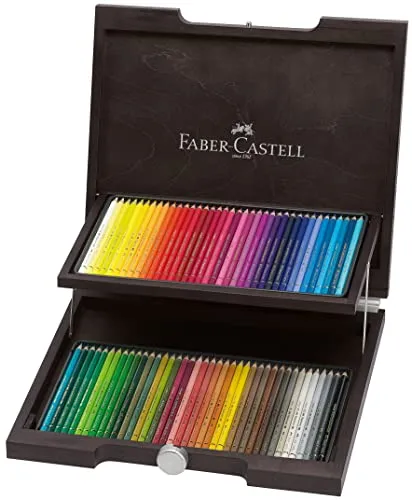 Faber-Castell Polychromos Künstlerfarbstifte 72er Set im Holzkoffer - Schreibutensilien für Künstler: Die Polychromos Stifte bieten unübertroffene Farbbrillanz und hohe Lichtbeständigkeit, ideal für kreative Gestaltungen und präzises Kolorieren.