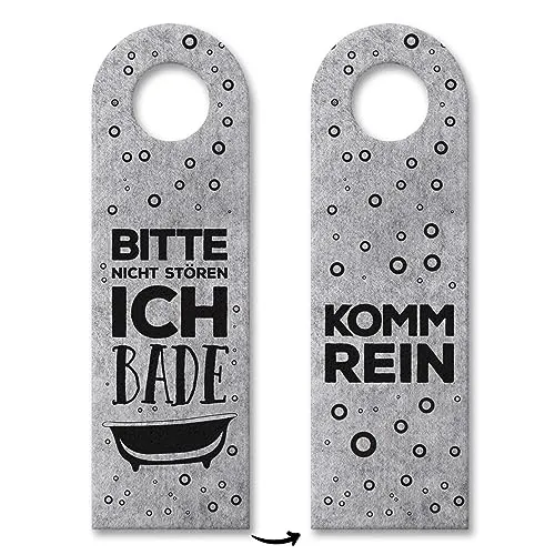trendaffe - Nicht stören, ich bade oder Komm rein Türhänger in Grau mit Badewanne Motiv Bad